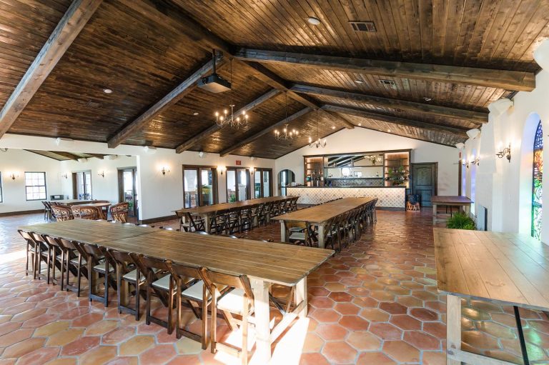 a large room with tables and chairs for events